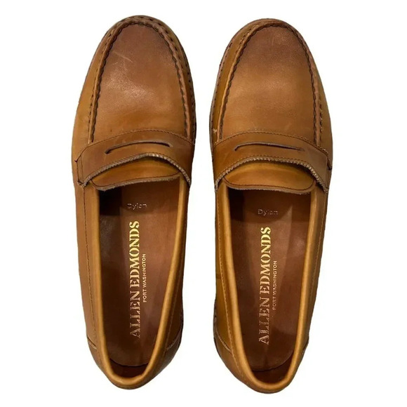 Allen Edmonds Walnut Dylan Penny Loafer 8 - Picture 1 of 10